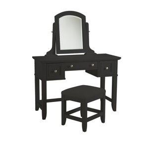 Marblewood Three Drawer Vanity Set with Mirror by Alcott Hill