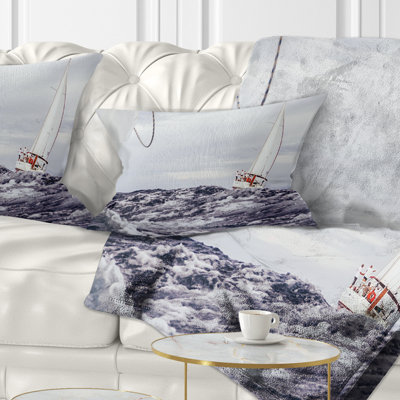 Seascape Storm While Sailing Lumbar Pillow East Urban Home