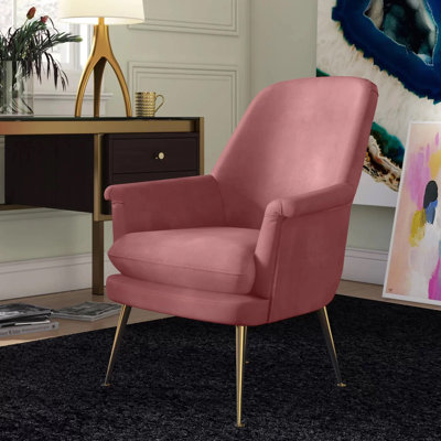 30.1" Wide Velvet Armchair Everly Quinn Fabric: Blush Velvet