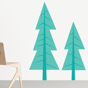 2 Piece Modern Pine Tree Wall Decal Set