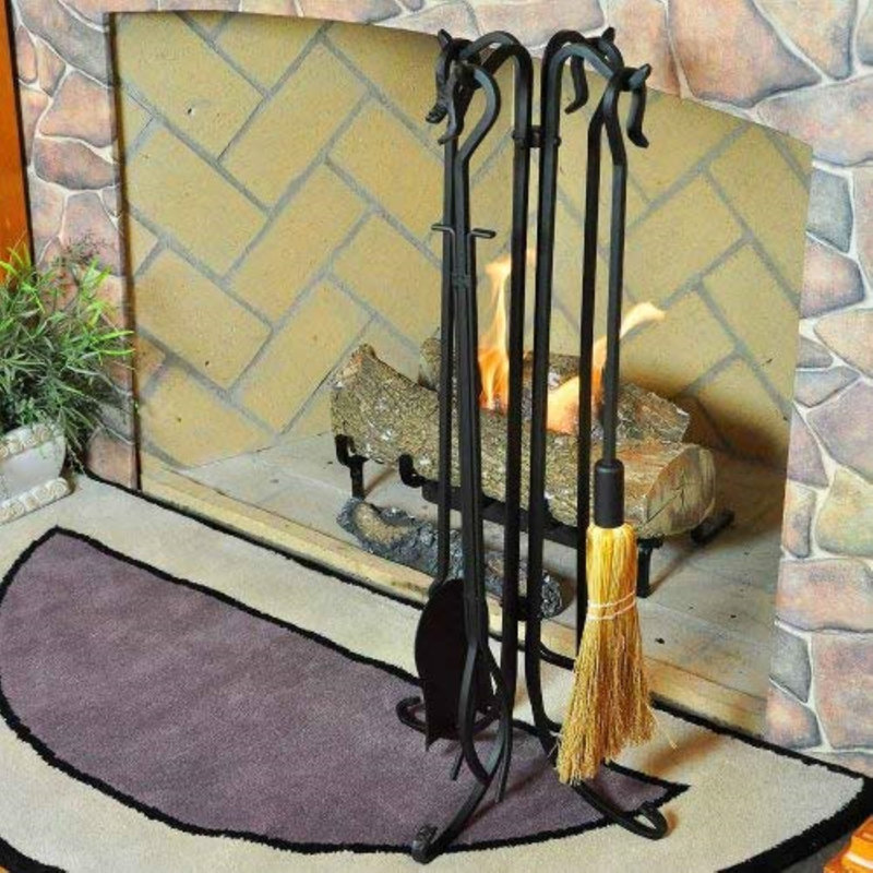 Darby Home Co Tekoa 5 Piece Wrought Iron Fireplace Tool Set