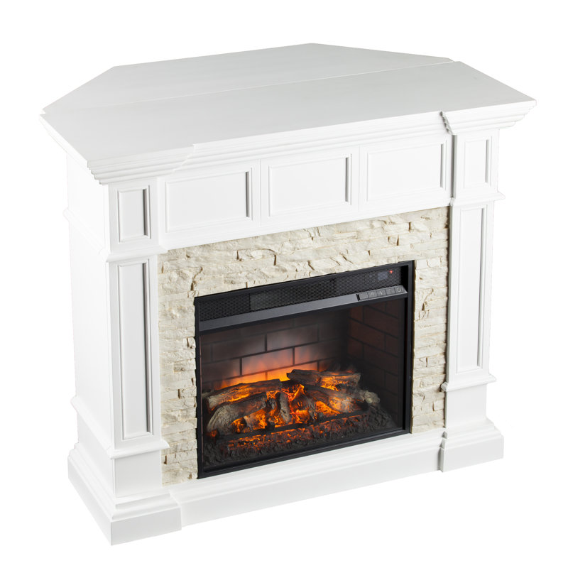 Alcott Hill Shanks White Corner Electric Fireplace Reviews Wayfair