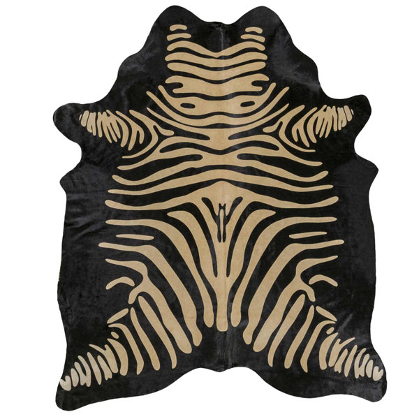 Zebra Printed Cowhide Black/Brown Area Rug by Rodeo