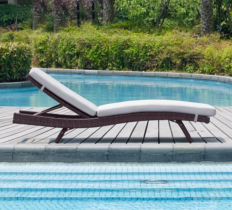 Mercury Row Prudence Reclining Patio Chaise Lounge with Cushion