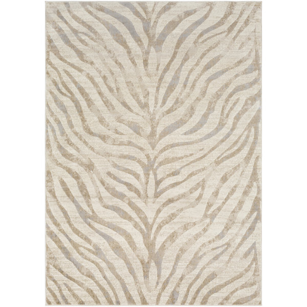Aine Distressed Animal Print Light Gray/Beige Area Rug by Mercer41