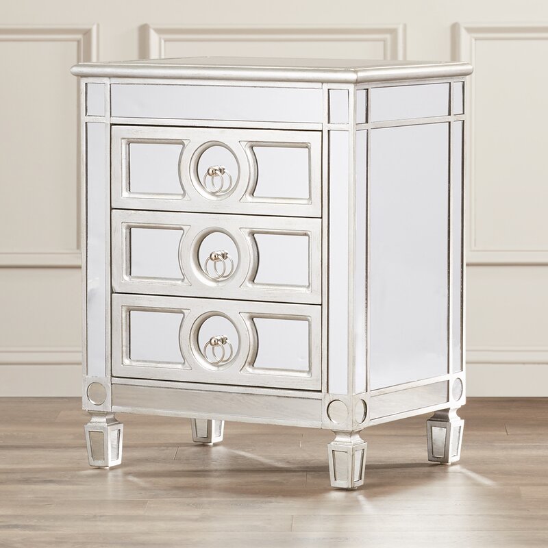 Hall Mirrored 3 Drawer Accent Chest