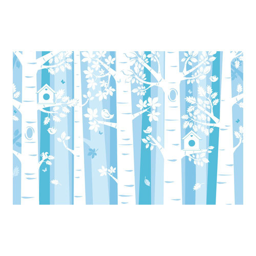 Blue Trees in the Forest 2.55m x 3.84m Textured Matt Peel & Stick Wall Mural East Urban Home