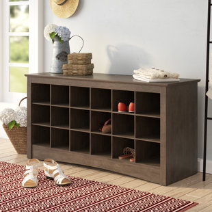 Shoe Storage Bench You Ll Love Wayfair Manzanola Shoe Cubbie Bench In Drifted Gray