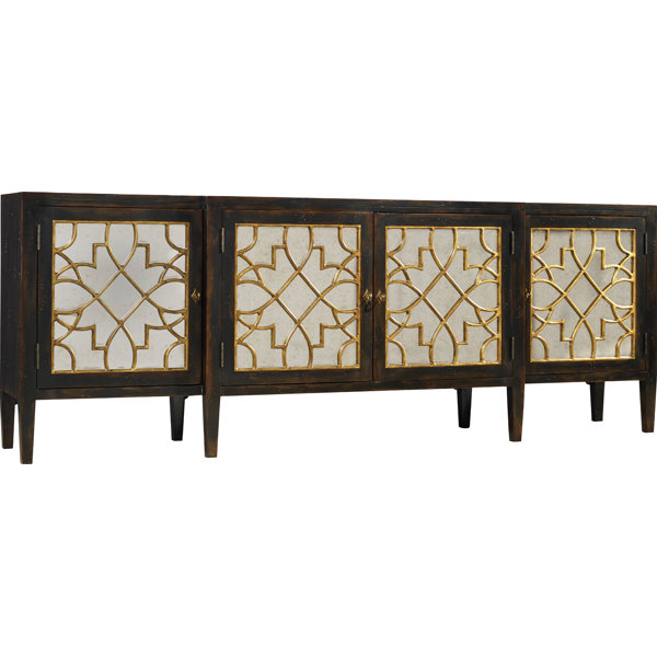 Living Room Sanctuary Four Door Mirrored Console Sideboard by Hooker Furniture