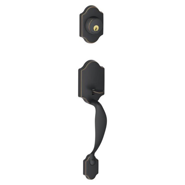 Paris Exterior Handleset Grip with Exterior Single Cylinder Deadbolt by Schlage