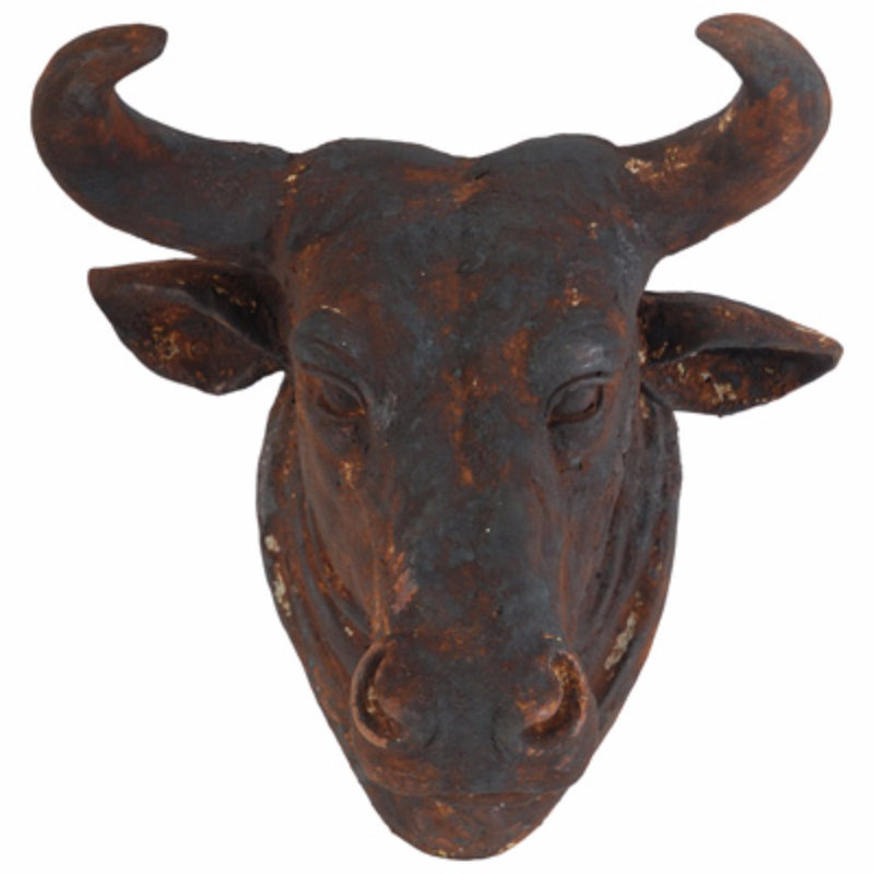 Antiqued Bull Head Wall Decor