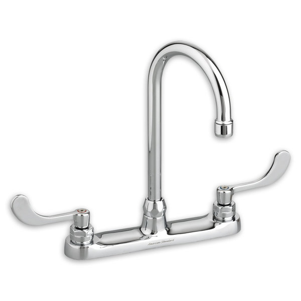 Monterrey Top Centerset Mount Faucet with 5 Gooseneck Spout and Vandal-Resistant Wrist Blade Handles by American Standard