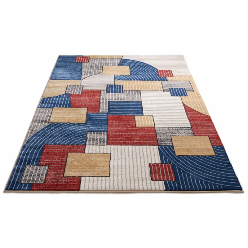 Ebern Designs Devanna Mid-Century Modern Geometric Area Rug | Wayfair