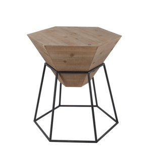 Riccardo Large Wood Iron End Table by Ivy Bronx