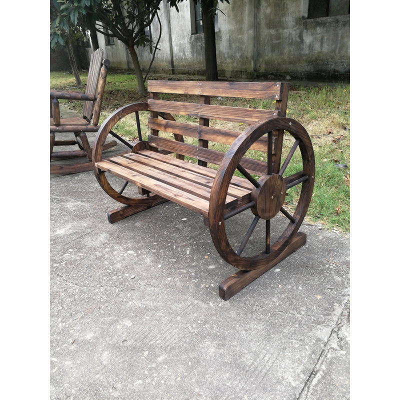 Millwood Pines Corbitt Wagon Wheel Wooden Garden Bench Reviews