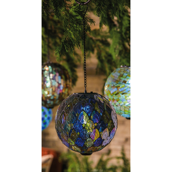 Feathered Mosaic Hanging Solar Gazing Ball by Evergreen Enterprises, Inc