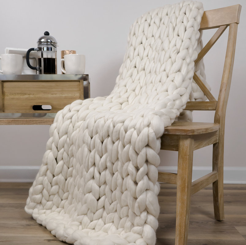 Laurel Foundry Modern Farmhouse Madeira Chunky Knit Merino Wool Throw
