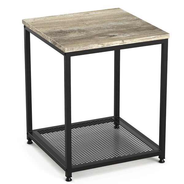 Industrial End Table, 2-Tier With Storage Shelf, Rustic Brown By Ballucci