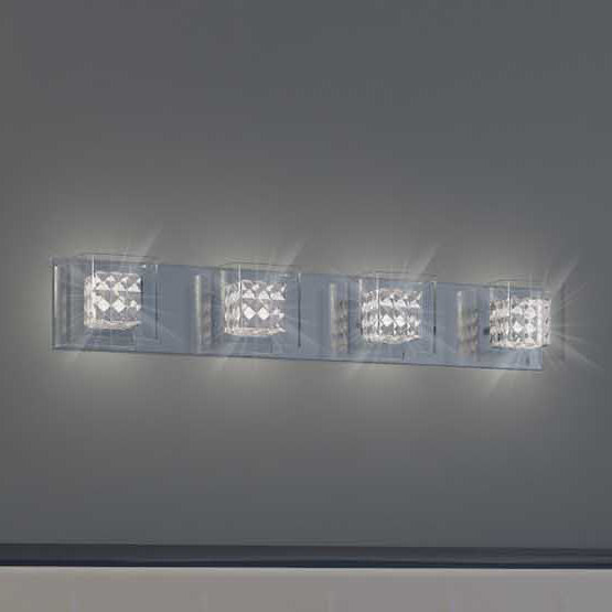4-Light Crystal Cube Wall Modern Fixture