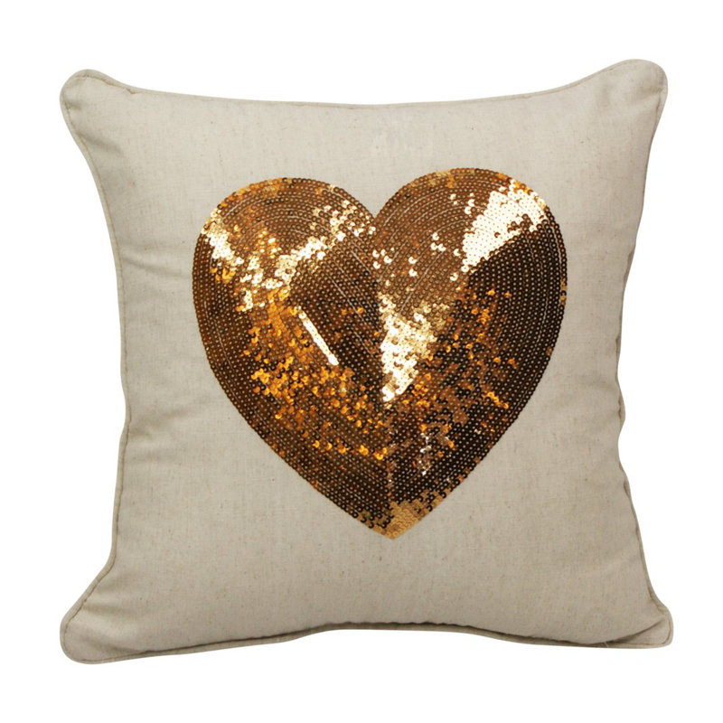 Emma and Violet Sequin Heart Throw Pillow