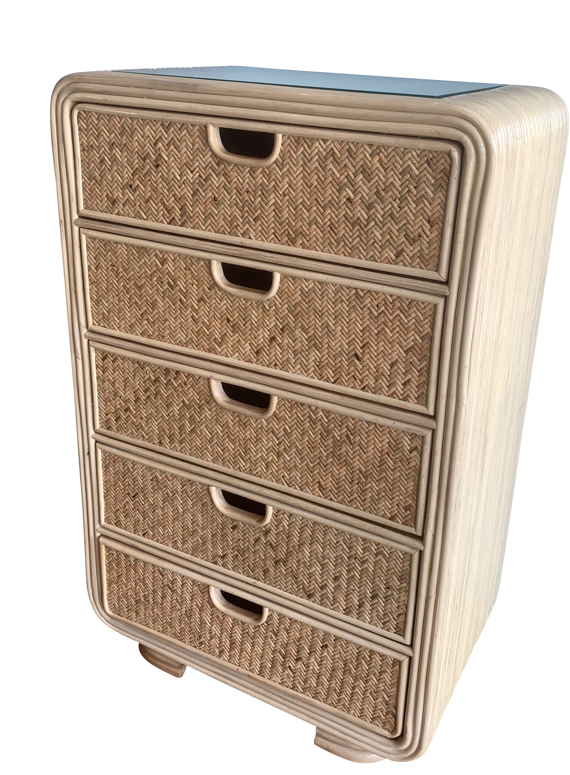 Bayou Breeze Armory Rattan 5 Drawer Chest Wayfair