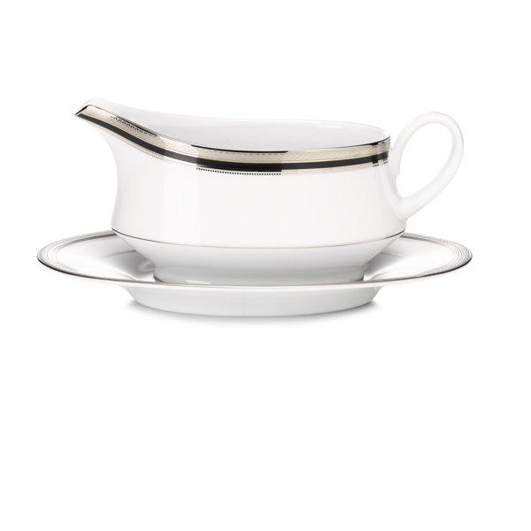 Austin Platinum Gravy Boat with Saucer 2 Piece Set by Noritake