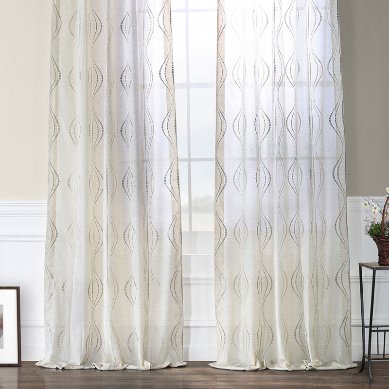 Mercer41 Whitner Embroidered Geometric Sheer Rod Pocket