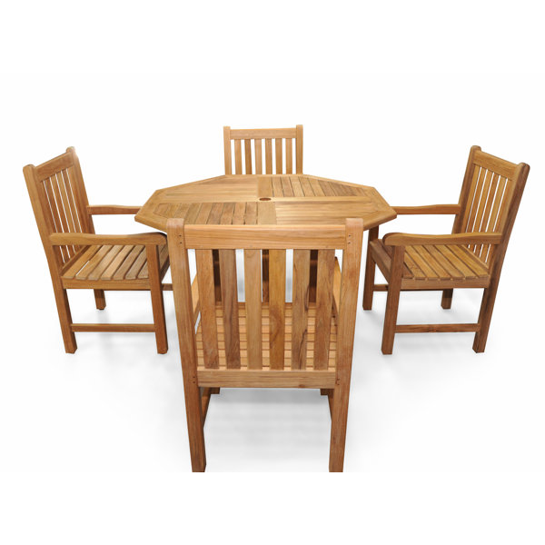 Edgartown Teak 5 Piece Dining Set by Rosecliff Heights