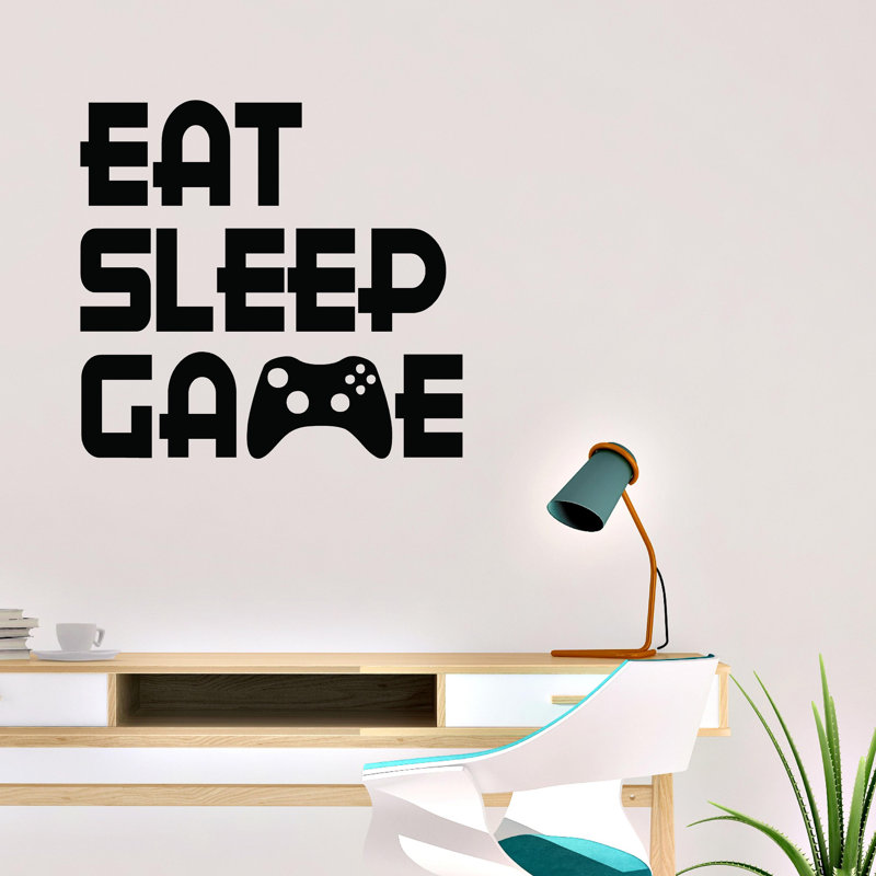 ebern designs eat sleep game computer gaming room vinyl wall decal