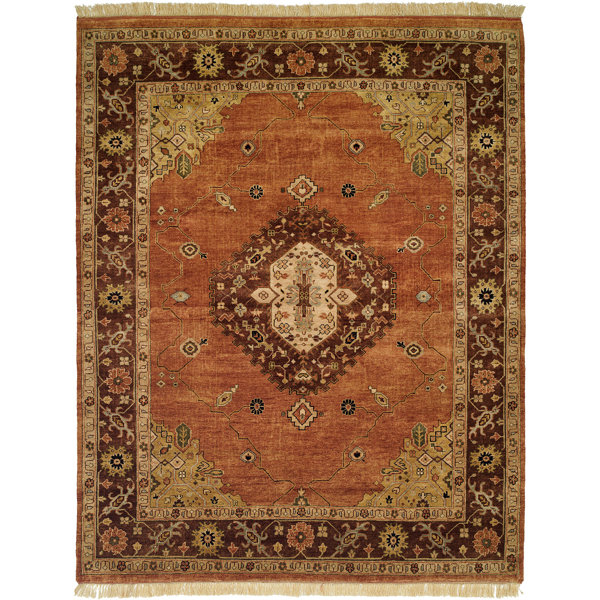 Hay Hand-Knotted Brown/Orange Area Rug by Wildon Home ®