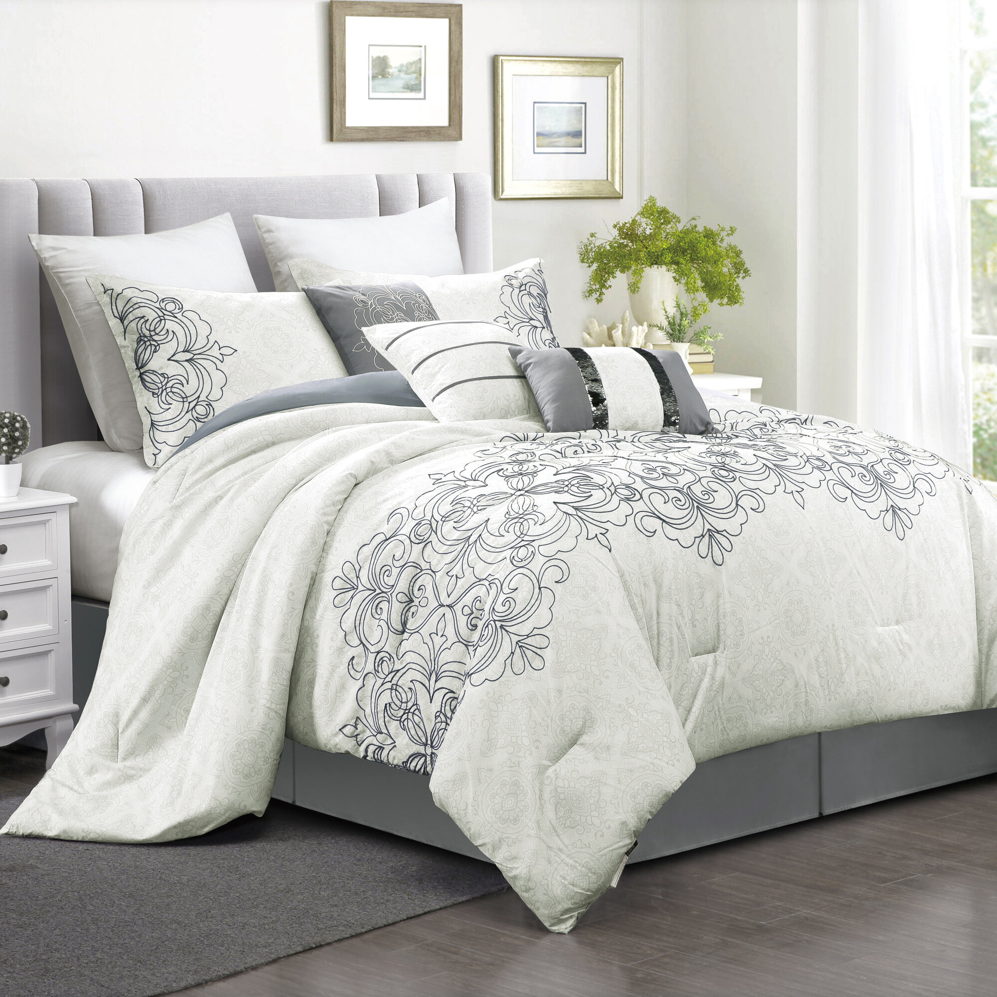 House Of Hampton Fewell Embroidery Comforter Set Reviews Wayfair