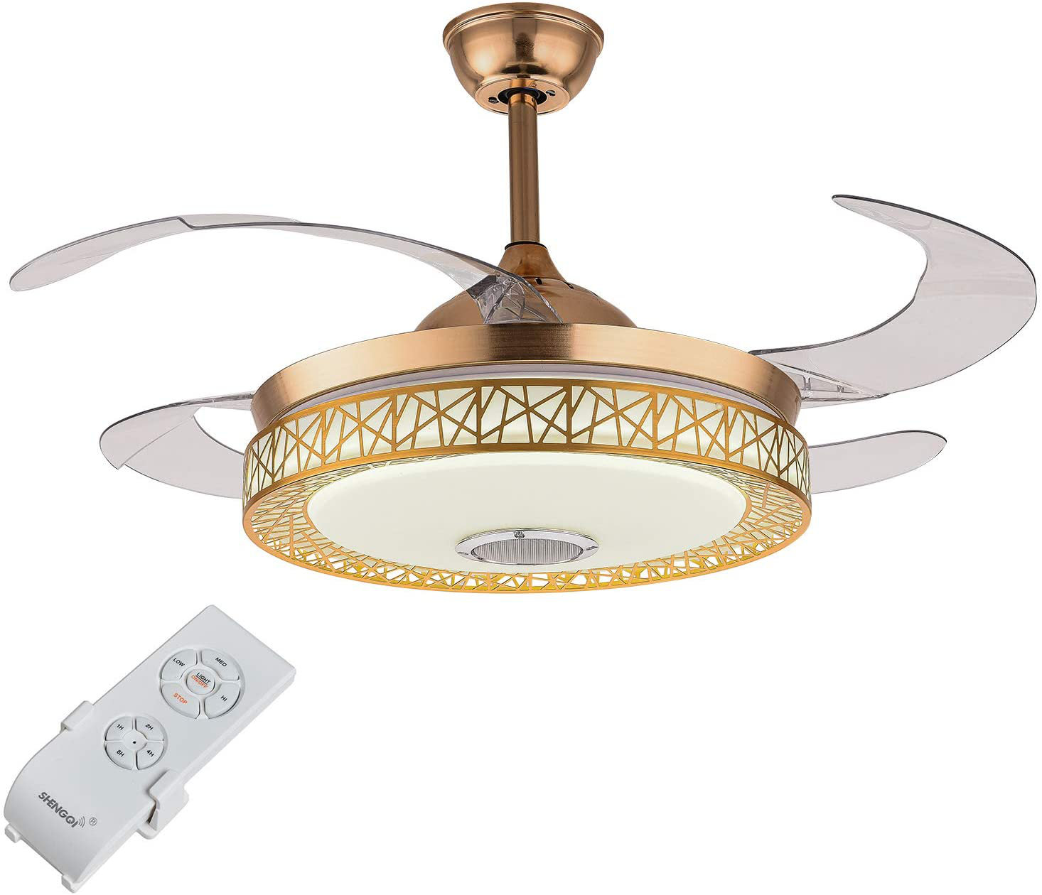 Details about / 42 Inch Smart Bluetooth Ceiling Fans with Lights and Remote Chandelier Fan Light