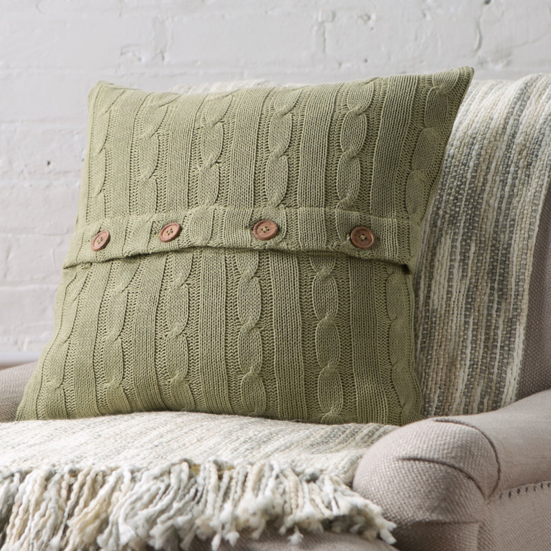Three Posts Harrietstown CableKnit 100 Cotton Throw Pillow & Reviews