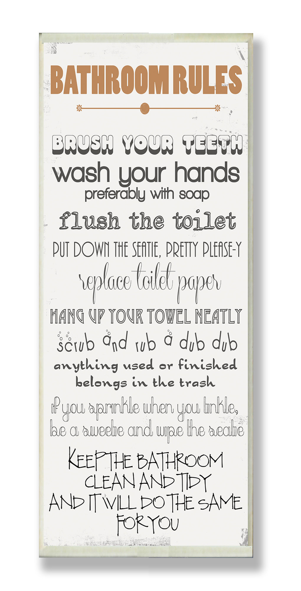 Winston Porter Bathroom Rules Skinny Typography Wall Plaque On Winston Porter Bathroom Rules Skinny