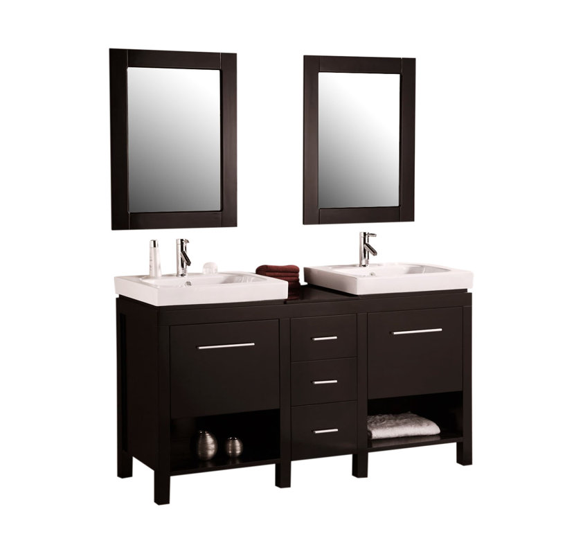 Kokols 60" Double Bathroom Vanity Set with Mirror & Reviews Wayfair