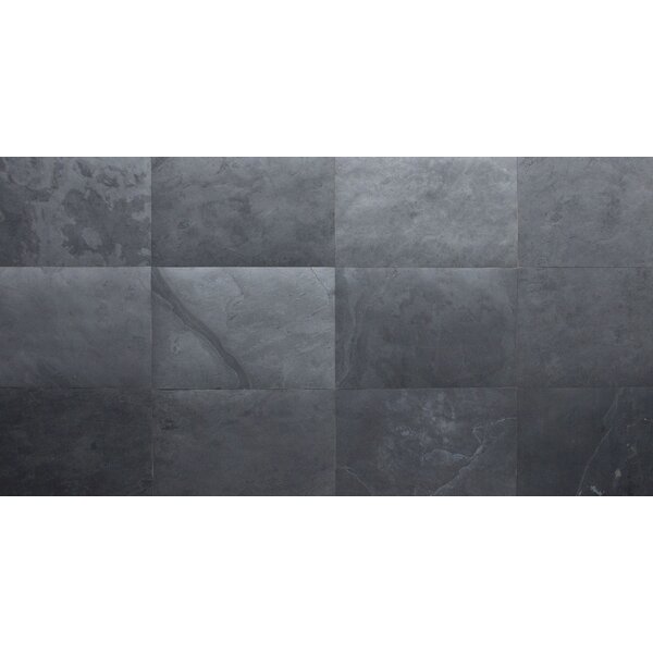Thin Flexible 16 x 24 Natural Stone Field Tile in Black Slate by Stone Design