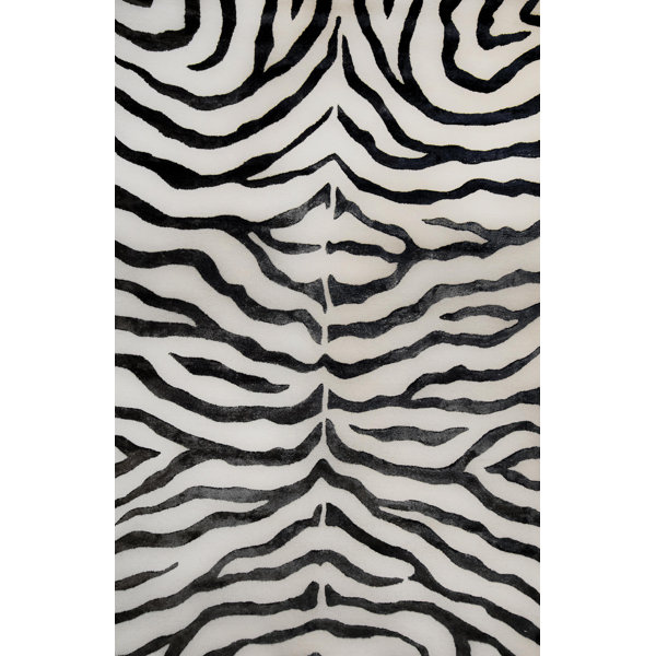 Plush Zebra Hand-Tufted Wool Black Area Rug by nuLOOM