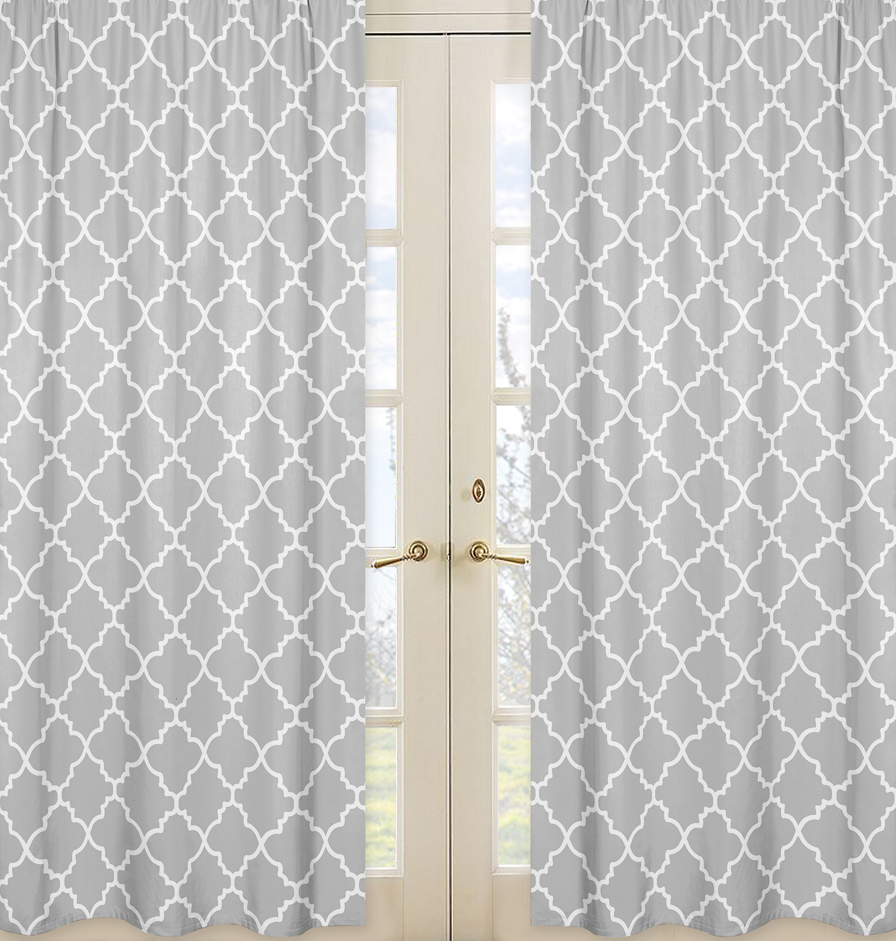 Sweet Jojo Designs Trellis Geometric Semi Sheer Rod Pocket Curtain
