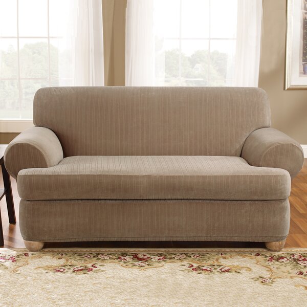 Stretch Pinstripe T-Cushion Sofa Slipcover By Sure Fit