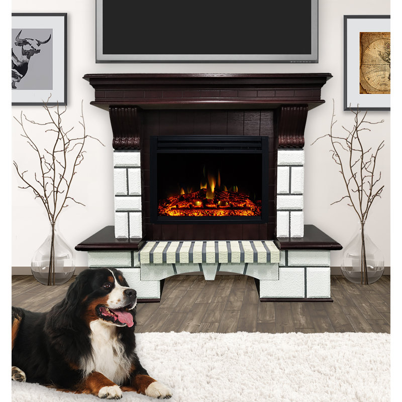 Red Barrel Studio Hearthstone Faux Brick Mantel Electric Fireplace