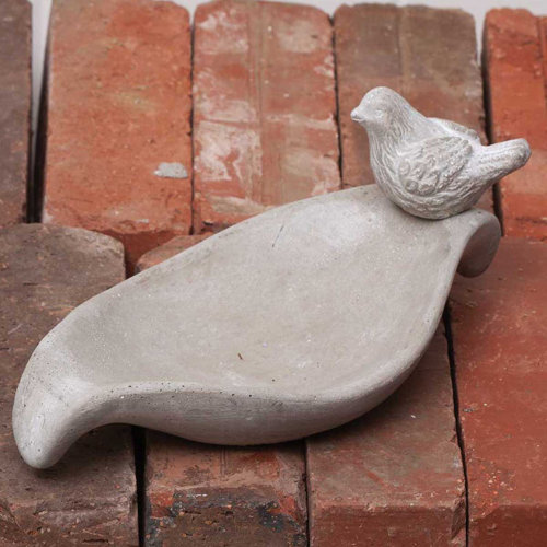 Ziabella Concrete Tweeter Leaf Decorative Bird Feeder Wayfair