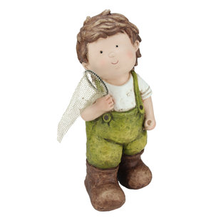 Boy Fishing Garden Statue Wayfair Young Boy Gnome Fishing Net Spring Garden Statue