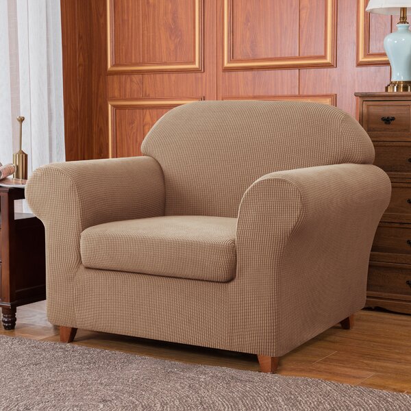 Jacquard High Stretch Box Cushion Armchair Slipcover By Winston Porter