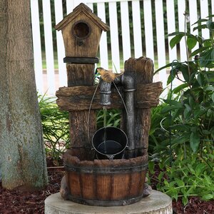 Fiberglass Bird House Leaking Pipe Water Fountain with Light