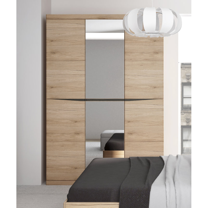 Ebern Designs Egger 3 Door Wardrobe With Centre Mirror Door