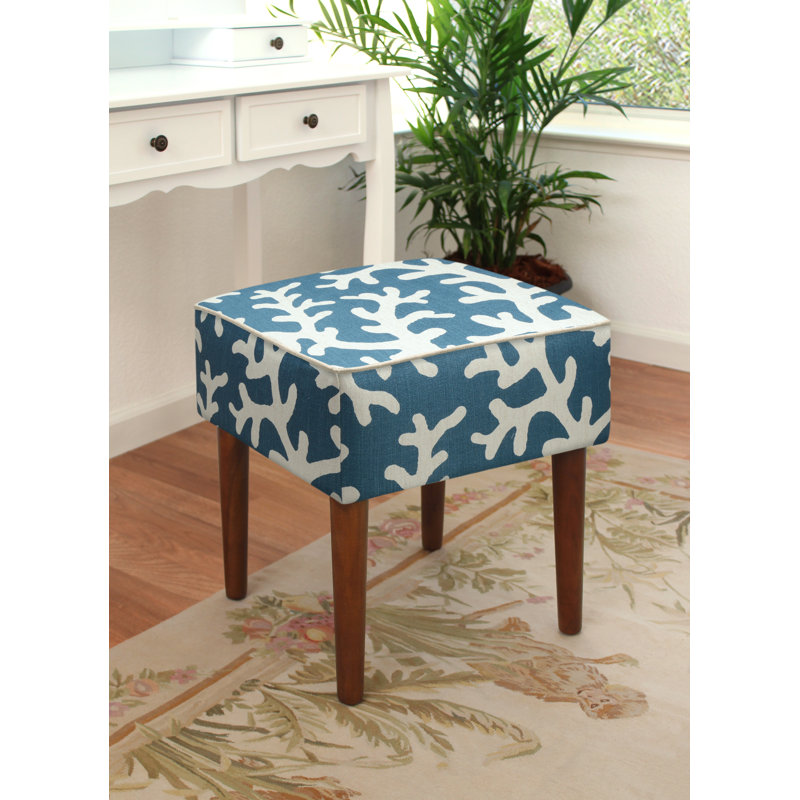Coastal Coral Upholstered Vanity Stool
