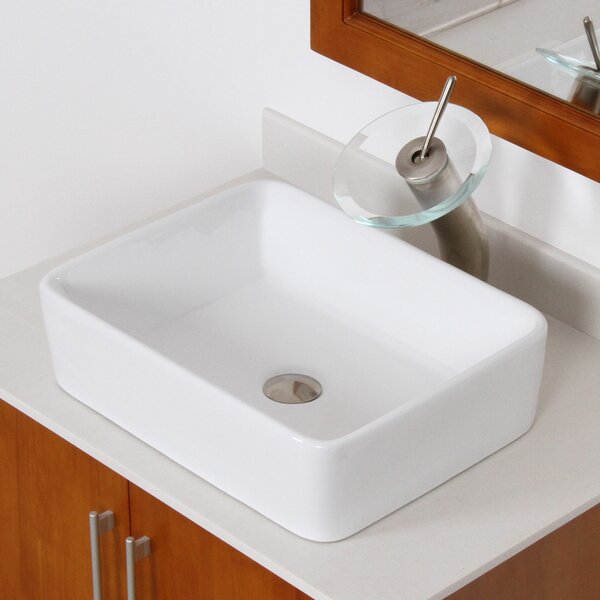 Ceramic Rectangular Vessel Bathroom Sink by Elite