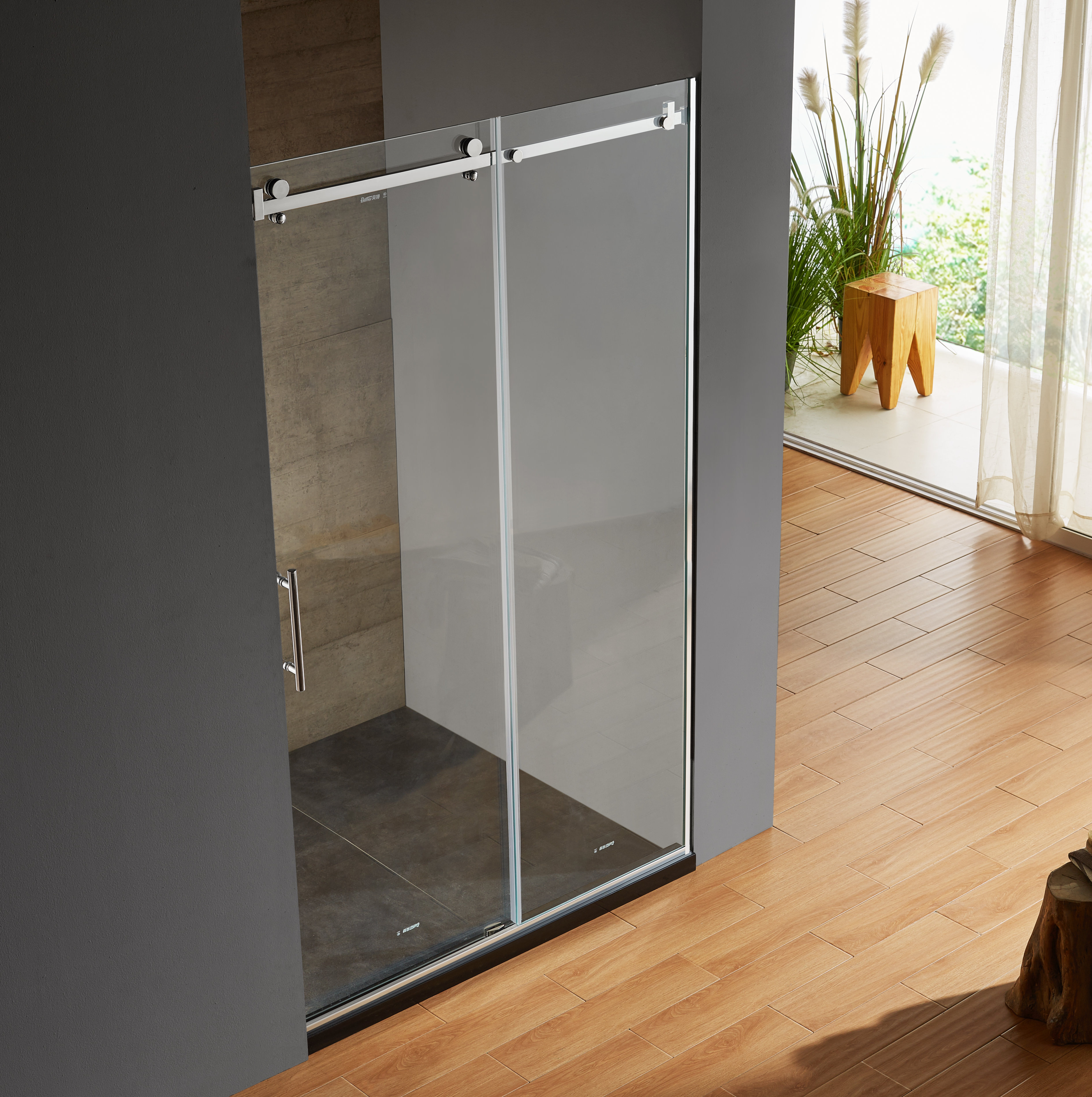 Morenobath Better 47 X 79 Single Sliding Frameless Shower Door
