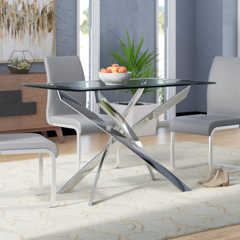 Wade Logan Table De Salle A Manger Moderne A Plateau En Verre