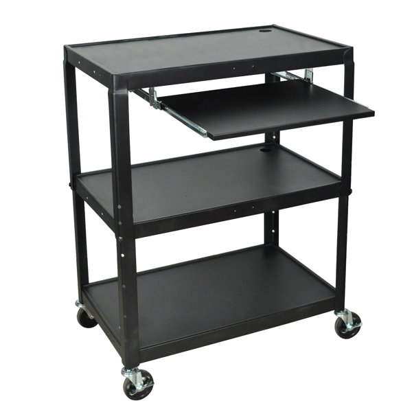 Extra Wide AV Cart with Keyboard Tray by Luxor